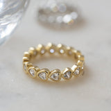 1.5 TCW Heart Shaped April-Diamond Birthstone Wedding Band
