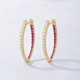 0.2 TCW Round July-Ruby Birthstone Hoop Earrings