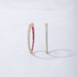 0.2 TCW Round July-Ruby Birthstone Hoop Earrings