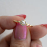 0.5 TCW Round Cut June-Pearl Halo Birthstone Engagement Ring