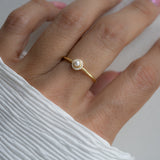 0.5 TCW Round Cut June-Pearl Halo Birthstone Engagement Ring