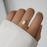 1.5 CT Oval Cut Solitaire April-Diamond Birthstone Engagement Ring