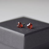 1.4 TCW Heart January-Garnet Birthstone Stud Earrings