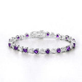 6.45 TCW Heart Shaped February-Amethyst Birthstone Bracelet 1