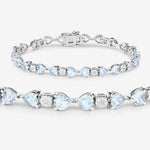 7.26 TCW Heart Shaped March-Aquamarine Birthstone Bracelet 3