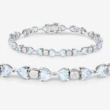 7.26 TCW Heart Shaped March-Aquamarine Birthstone Bracelet 3