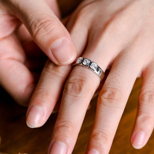 0.25 TCW Asscher Cut Lab-Grown Diamond Bezel Wedding Band