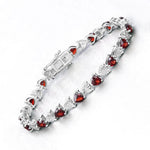 7.5 TCW Heart Shaped January-Garnet Birthstone Bracelet 3