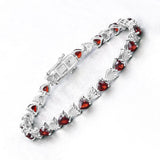 7.5 TCW Heart Shaped January-Garnet Birthstone Bracelet 3