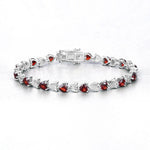 7.5 TCW Heart Shaped January-Garnet Birthstone Bracelet 1