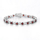 7.5 TCW Heart Shaped January-Garnet Birthstone Bracelet 1