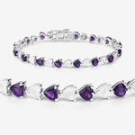 6.45 TCW Heart Shaped February-Amethyst Birthstone Bracelet 3