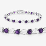 6.45 TCW Heart Shaped February-Amethyst Birthstone Bracelet 3