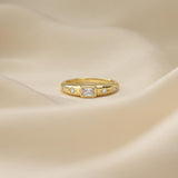 0.8 TCW Baguette & Round Shaped April-Diamond Birthstone Wedding Band