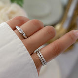0.8 TCW Baguette & Round Shaped April-Diamond Birthstone Wedding Band