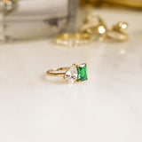 2.5 TCW Pear & Emerald Cut Two Stone May-Emerald Birthstone Engagement Ring