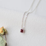 0.7 TCW Asscher January-Garnet Birthstone Necklace