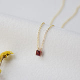 0.7 TCW Asscher January-Garnet Birthstone Necklace