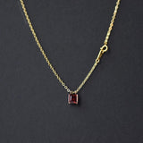 0.7 TCW Asscher January-Garnet Birthstone Necklace