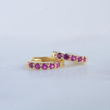 0.3 TCW Round July-Ruby Birthstone Hoop Earrings