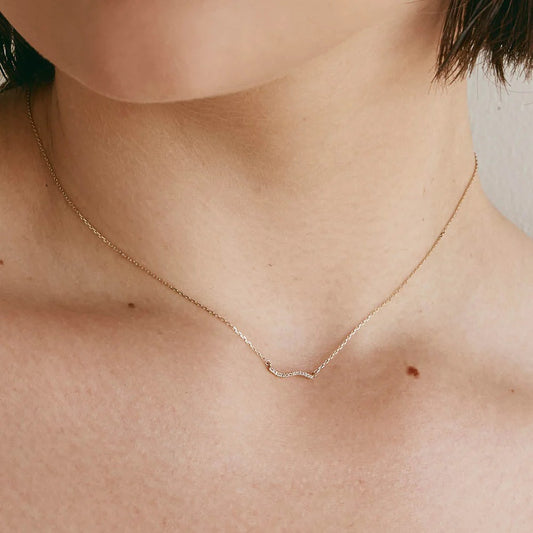 0.035 TCW Round Lab-Grown Diamond Wave Necklace