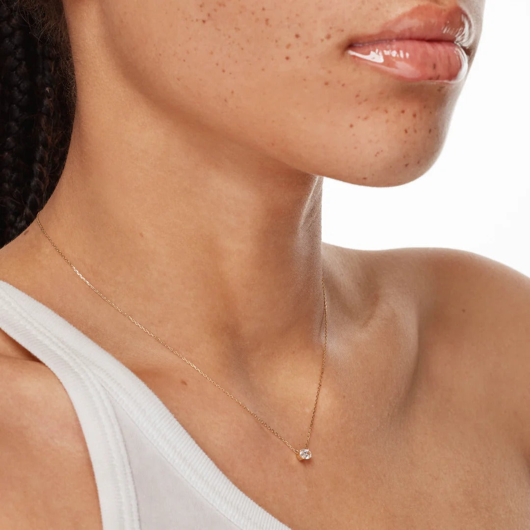 0.23 CT Oval Lab-Grown Diamond Solitaire Necklace