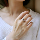 1.36 CT Oval Cut Cluster March-Aquamarine Birthstone Engagement Ring