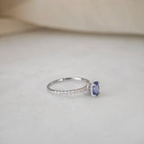 0.88 CT Oval Cut Pave & Hidden Halo September-Sapphire Birthstone Engagement Ring