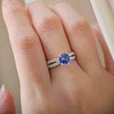 1 CT Round Cut Criss Cross Pave September-Sapphire Birthstone Engagement Ring