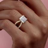 2 CT Princess Cut Split Shank Pave Lab-Grown Diamond Engagement Ring