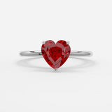 1 CT Heart Cut Solitaire Shaped July-Ruby Birthstone Engagement Ring