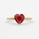 1 CT Heart Cut Solitaire Shaped July-Ruby Birthstone Engagement Ring