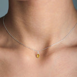 0.5 TCW Pear November-Citrine Birthstone Solitaire Necklace