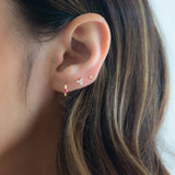 0.5 TCW Baquette & Round July-Ruby Birthstone Hoop Earrings