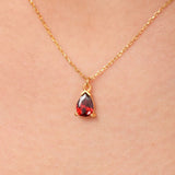 0.5 CT Pear January-Garnet Birthstone Solitaire Necklace