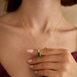 0.5 CT Emerald May-Emerald Birthstone Solitaire Necklace