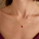 0.5 CT Pear July-Ruby Birthstone Solitaire Necklace