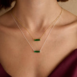 0.8 CT Emerald May-Emerald Birthstone Elongated Bar Necklace