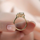2 CT Radiant Cut Three Stone Hidden Halo Lab-Grown Diamond Engagement Ring