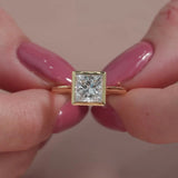 2 CT Princess Cut Bezel Lab-Grown Diamond Engagement Ring