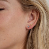 0.5 TCW Round March-Aquamarine Birthstone Floral Stud Earrings