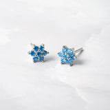 0.5 TCW Round March-Aquamarine Birthstone Floral Stud Earrings