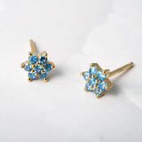 0.5 TCW Round March-Aquamarine Birthstone Floral Stud Earrings