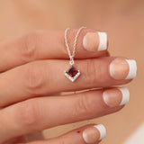 0.5 TCW Princess & Round July-Ruby Pave Birthstone Necklace