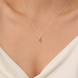0.5 TCW Princess & Round July-Ruby Pave Birthstone Necklace