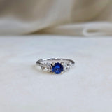 0.61 CT Round Cut Cluster September-Sapphire Birthstone Engagement Ring