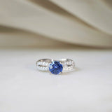 1 CT Round Cut Criss Cross Pave September-Sapphire Birthstone Engagement Ring