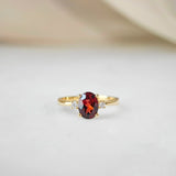 1.55 CT Oval Cut Three Stone January-Garnet Birthstone Engagement Ring