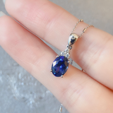 1.36 TCW Oval & Round Shaped September-Sapphire Birthstone Pendant Necklace