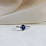 0.6 CT Oval Cut Cluster September-Sapphire Birthstone Engagement Ring